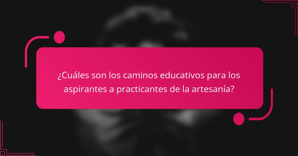 ¿Cuáles son los caminos educativos para los aspirantes a practicantes de la artesanía?