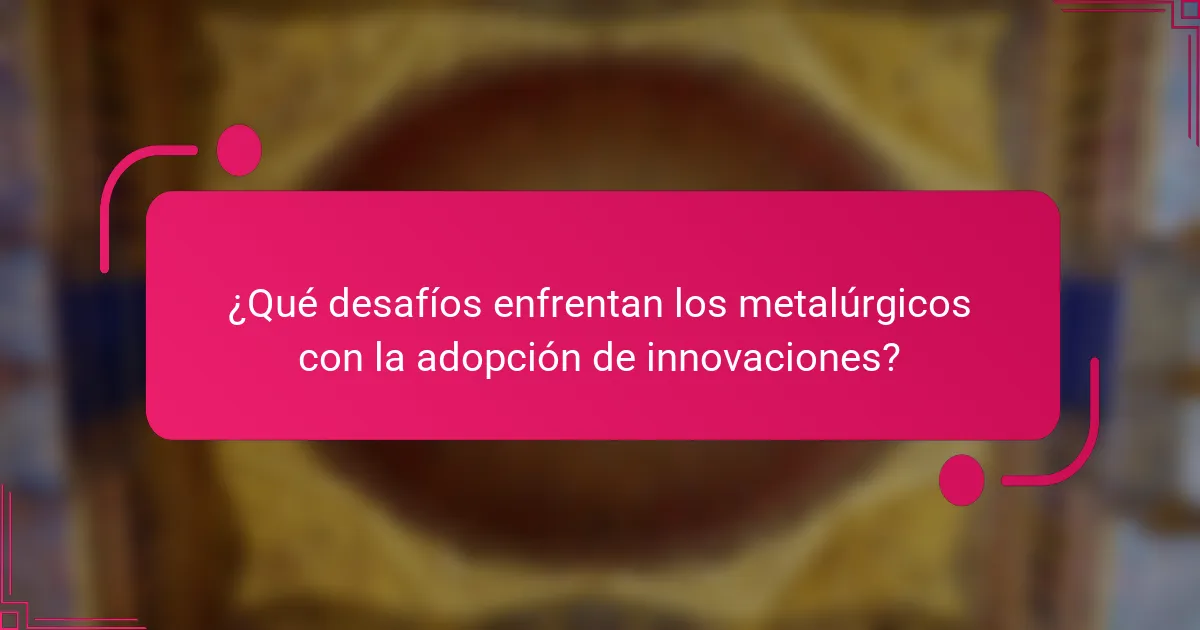 ¿Qué desafíos enfrentan los metalúrgicos con la adopción de innovaciones?